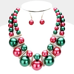 Chunky Pearl Statement Bib Necklace